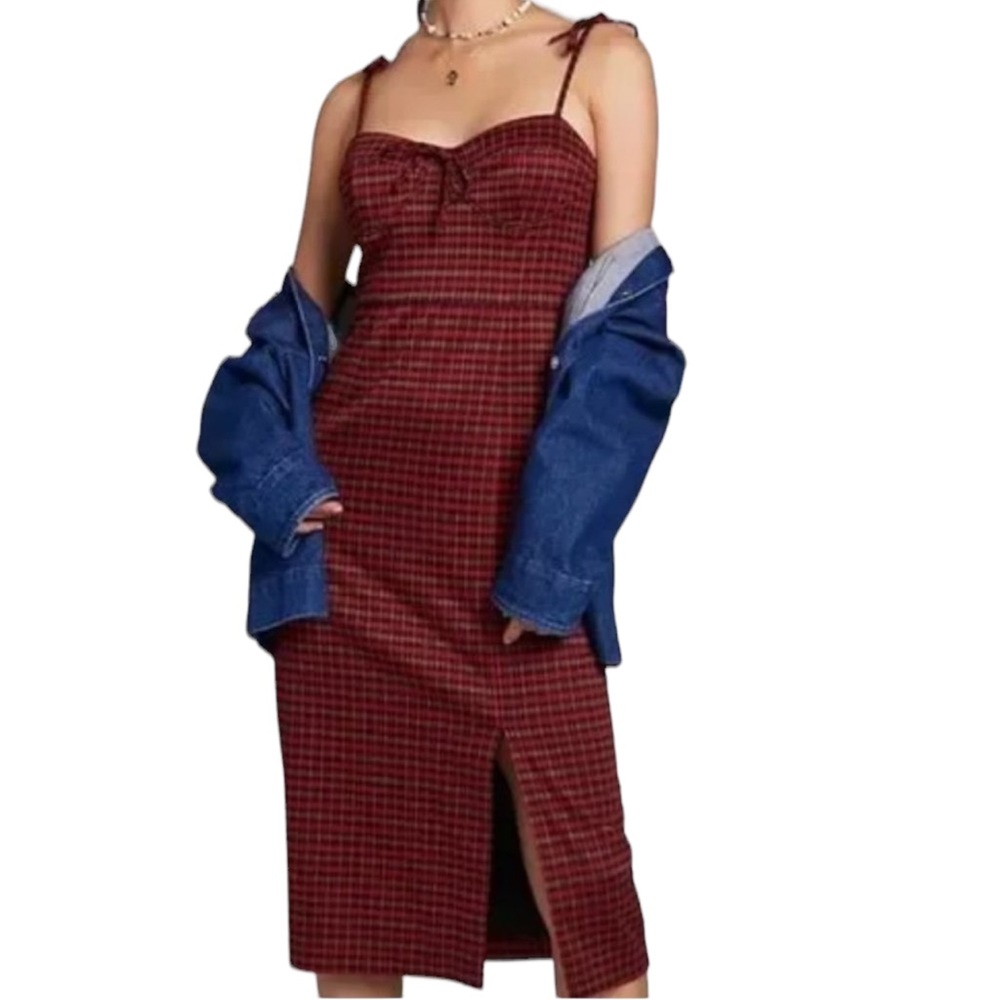 Anthropologie Hutch Plaid Bustier Midi Dress Size S NWOT